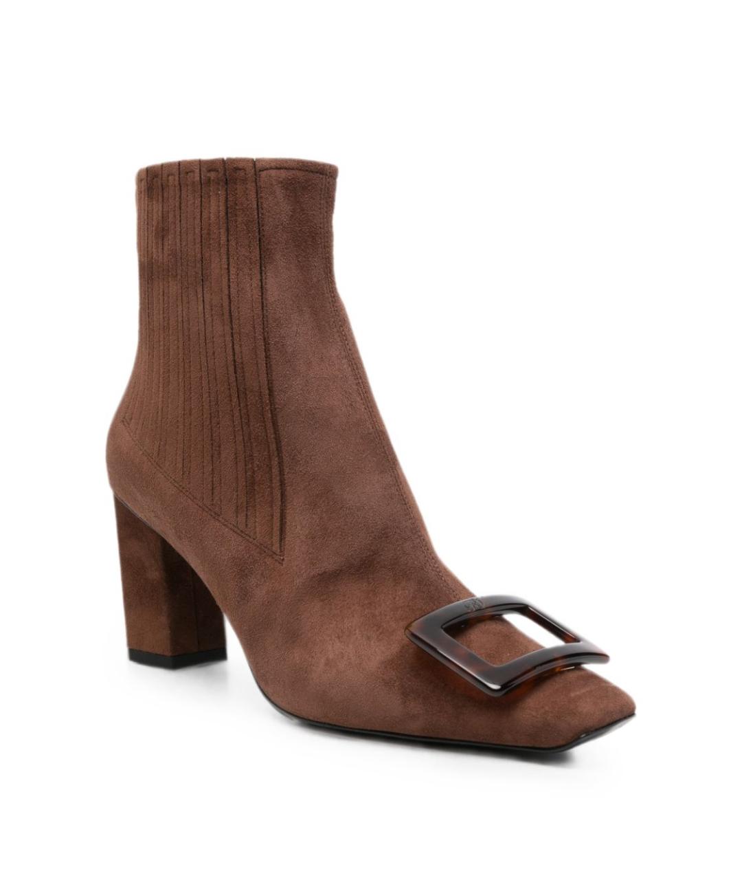 ROGER VIVIER Коричневые замшевые ботильоны, фото 3