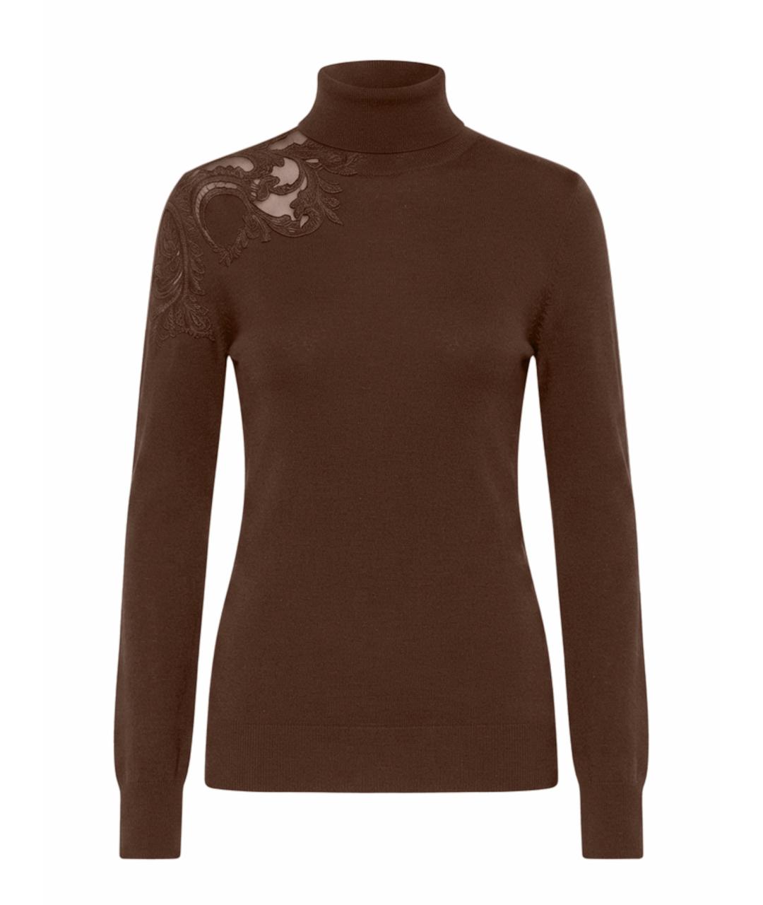 ERMANNO SCERVINO Коричневая шерстяная водолазка, фото 1
