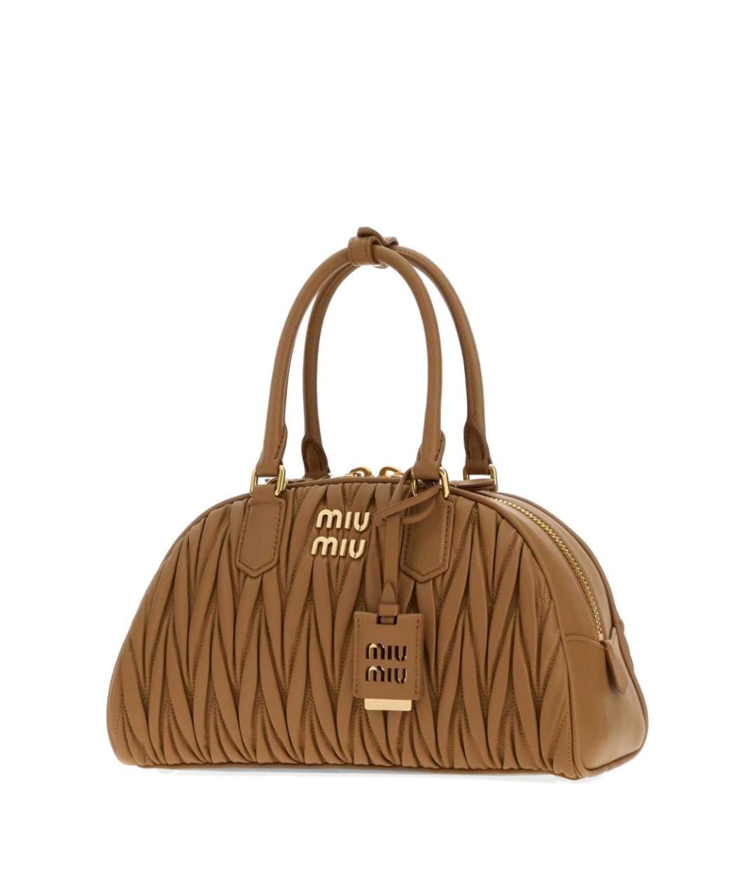 MIU MIU Коричневая кожаная сумка с короткими ручками, фото 2