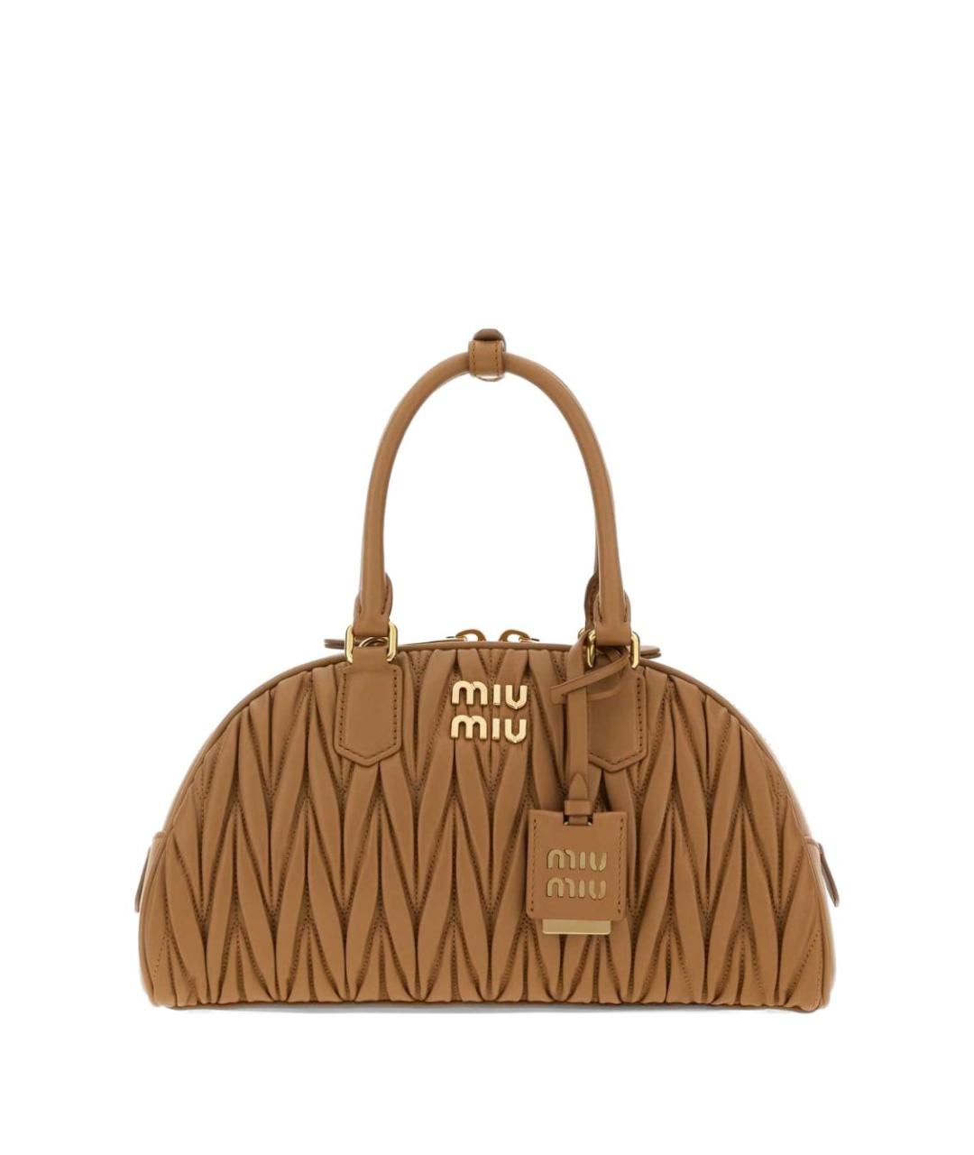 MIU MIU Коричневая кожаная сумка с короткими ручками, фото 1