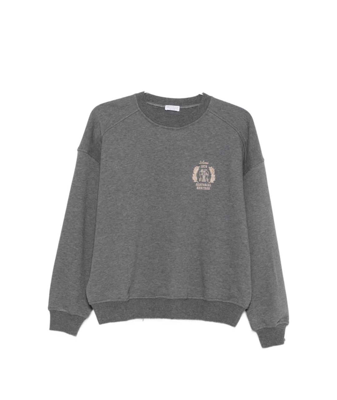 BRUNELLO CUCINELLI Антрацитовый хлопковый джемпер / свитер, фото 3