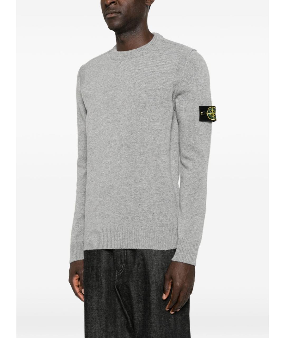 STONE ISLAND Серый шерстяной джемпер / свитер, фото 4