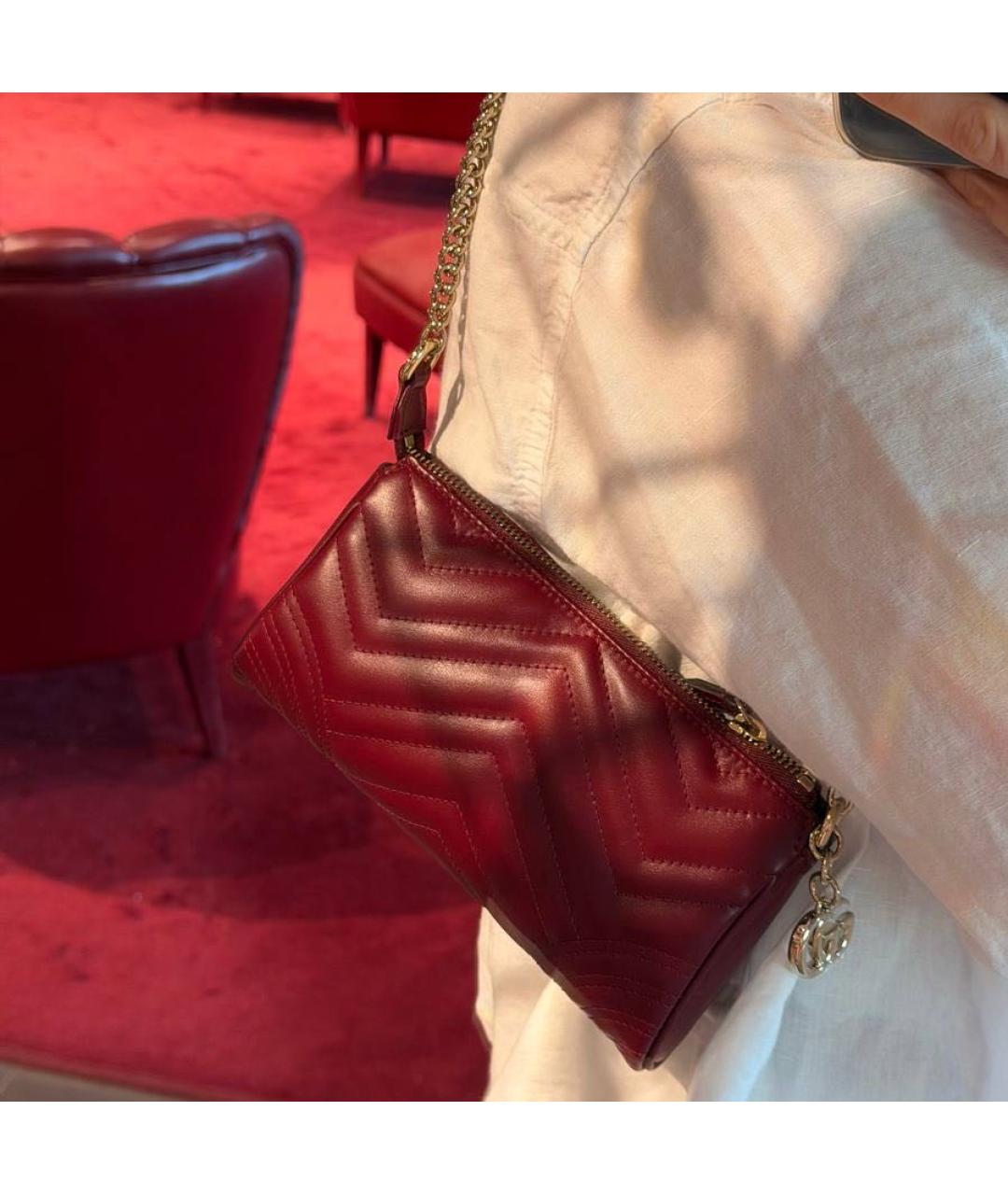 GUCCI Бордовая кожаная сумка с короткими ручками, фото 2