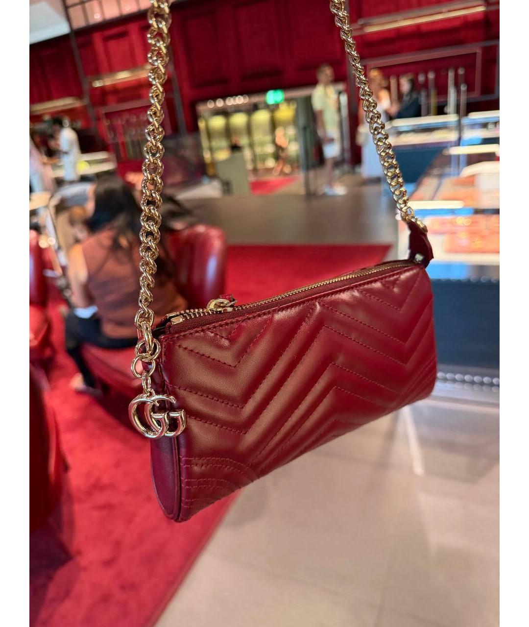 GUCCI Бордовая кожаная сумка с короткими ручками, фото 4