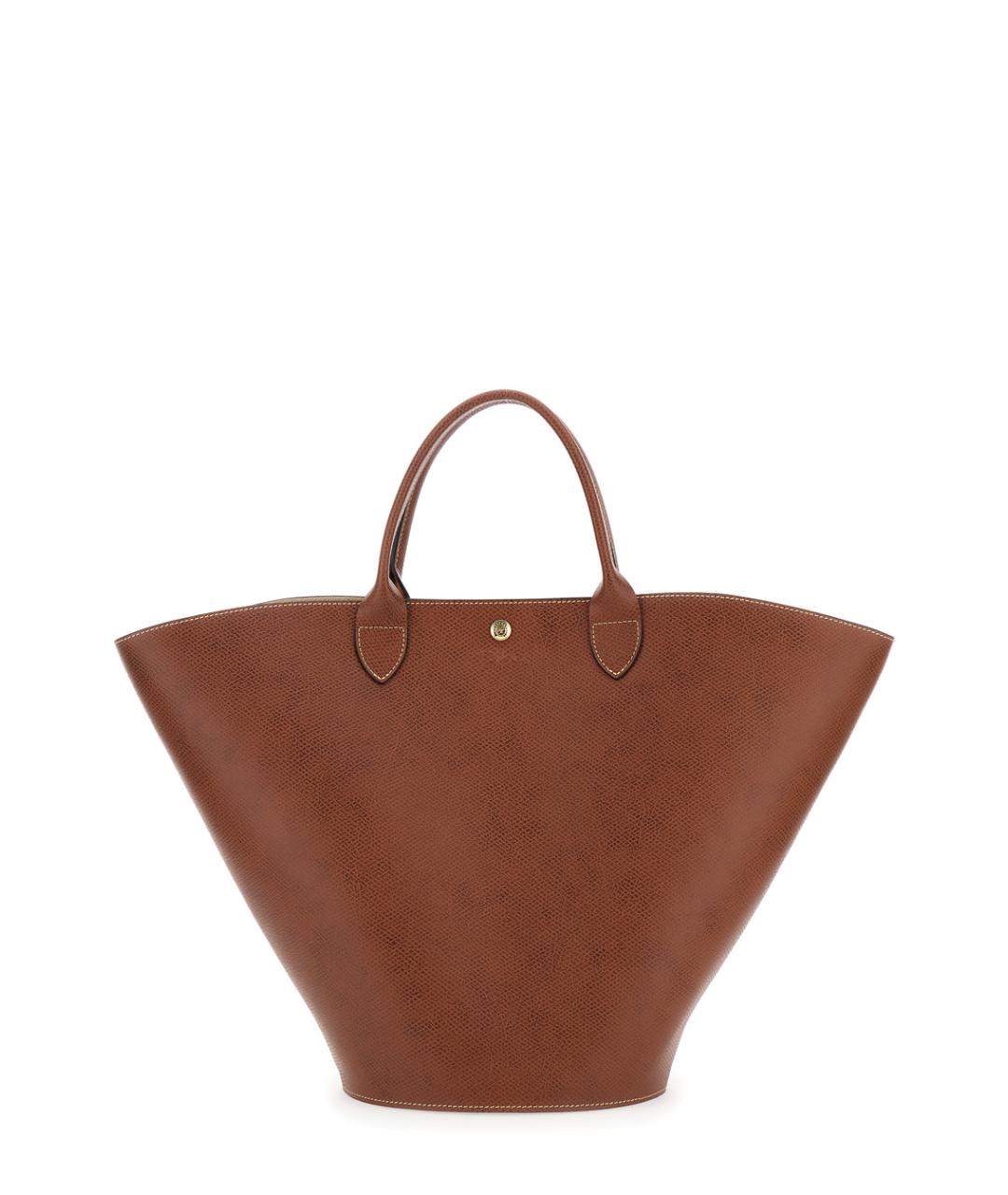 LONGCHAMP Коричневая кожаная сумка тоут, фото 1
