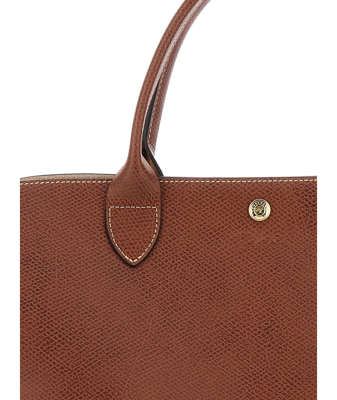 LONGCHAMP Коричневая кожаная сумка тоут, фото 3