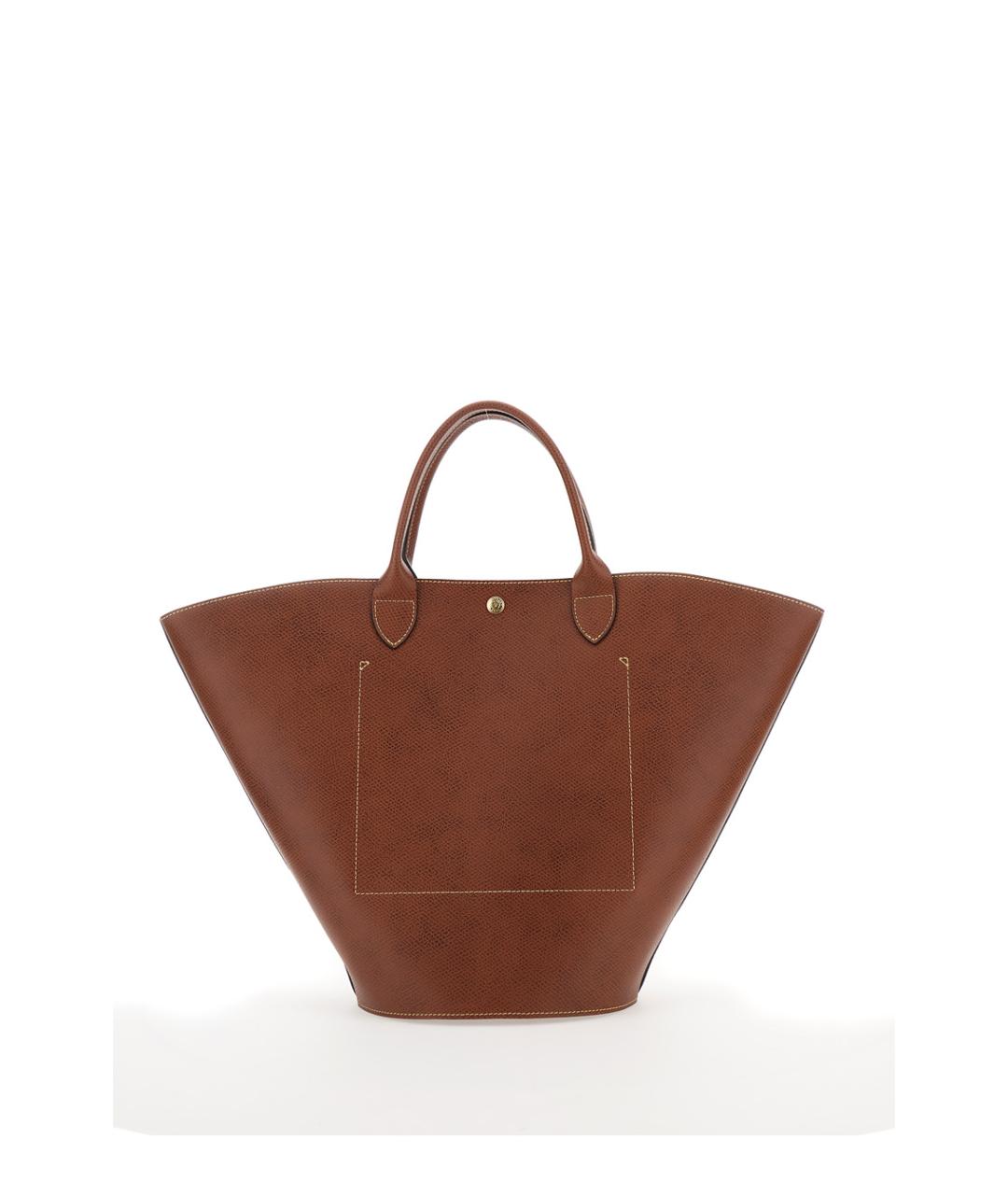 LONGCHAMP Коричневая кожаная сумка тоут, фото 2