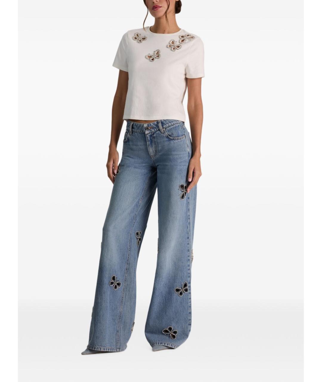 ALICE+OLIVIA Синие хлопковые прямые джинсы, фото 5