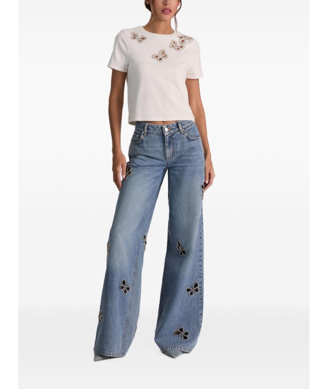 ALICE+OLIVIA Синие хлопковые прямые джинсы, фото 2