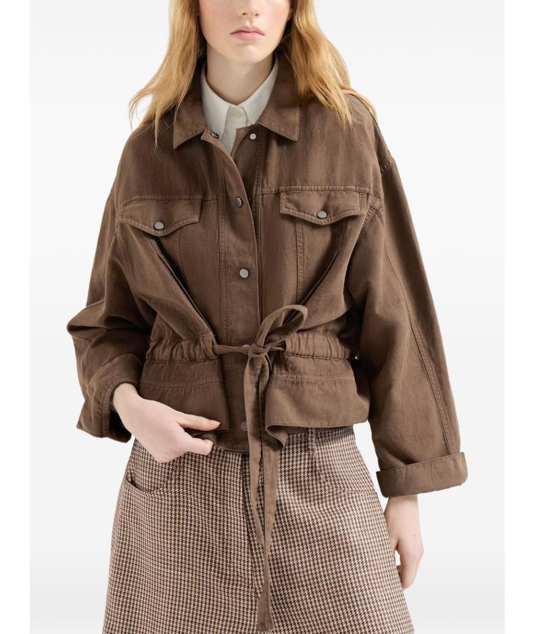 BRUNELLO CUCINELLI Коричневая хлопковая куртка, фото 6