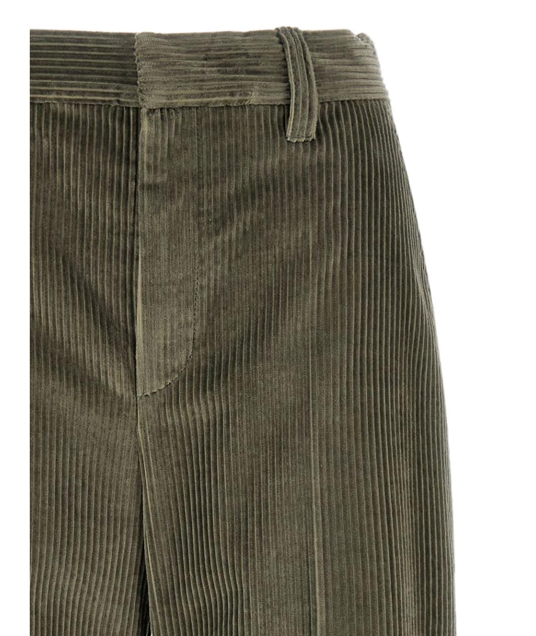 BRUNELLO CUCINELLI Зеленые хлопковые прямые брюки, фото 2