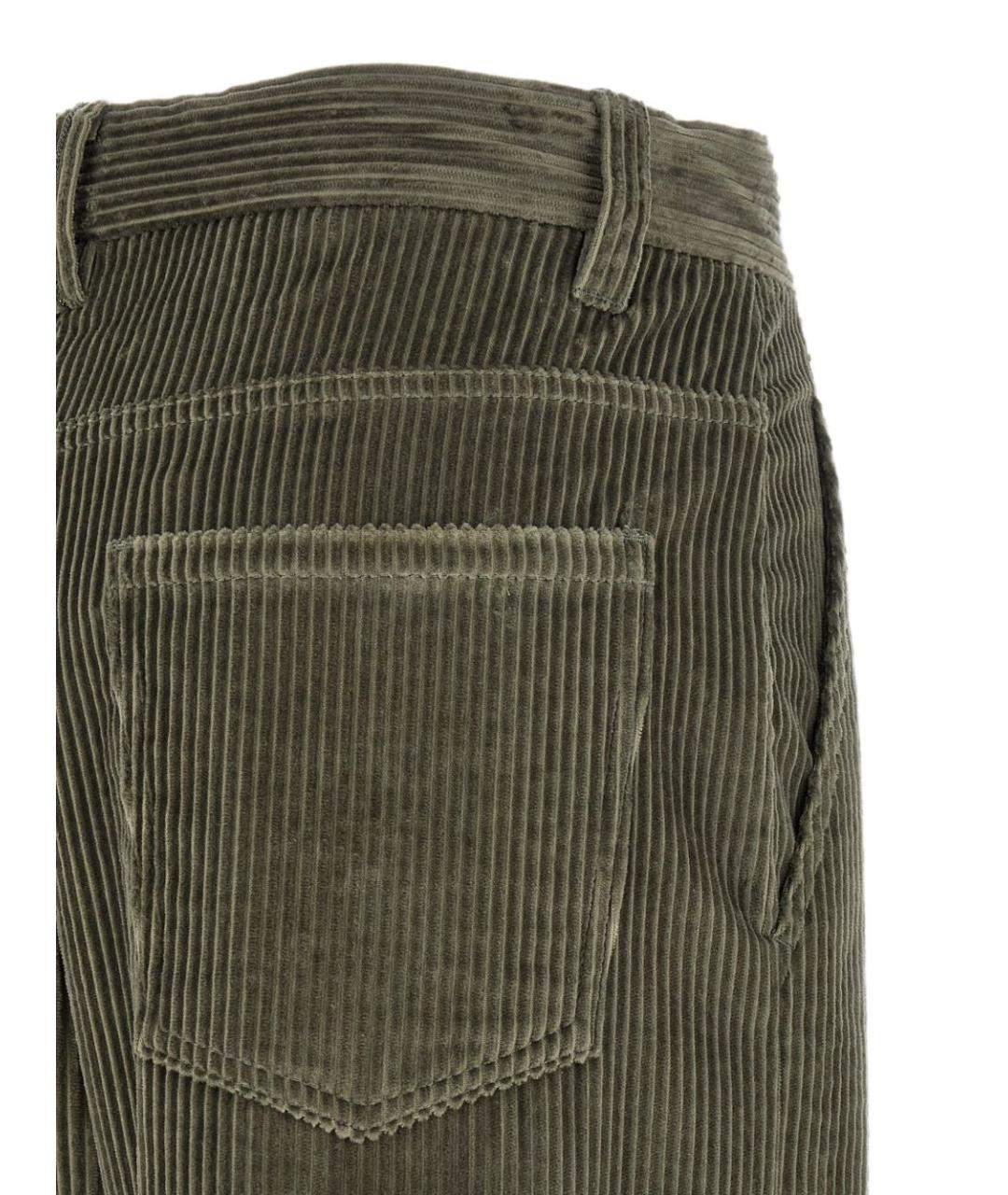 BRUNELLO CUCINELLI Зеленые хлопковые прямые брюки, фото 4