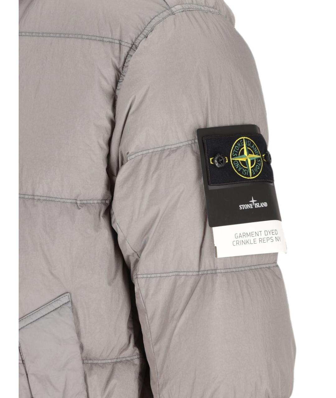 STONE ISLAND Серый полиамидовый пуховик, фото 2