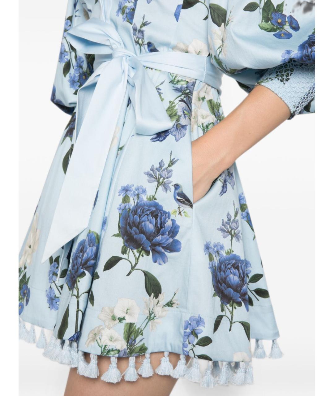 ALICE+OLIVIA Голубое хлопковое повседневное платье, фото 4