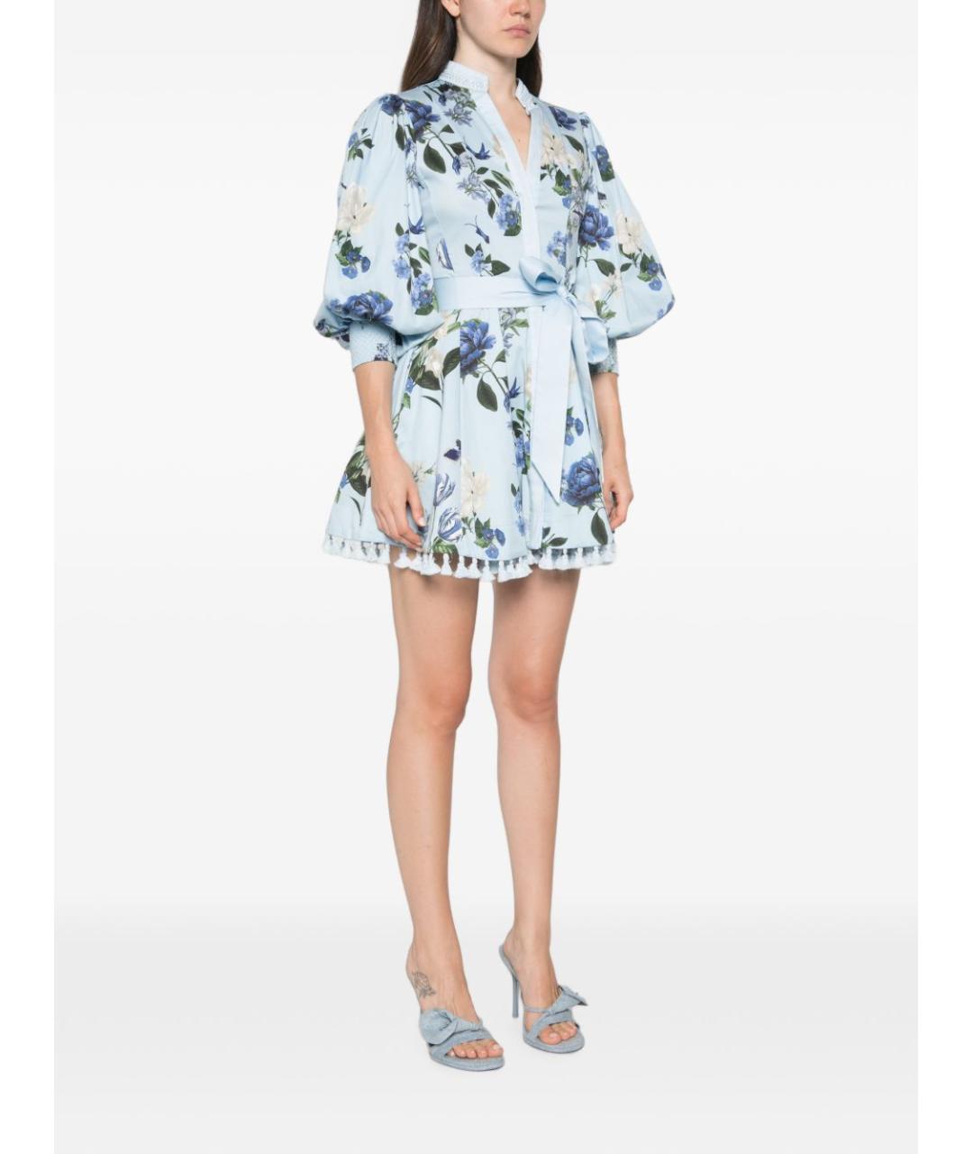 ALICE+OLIVIA Голубое хлопковое повседневное платье, фото 2