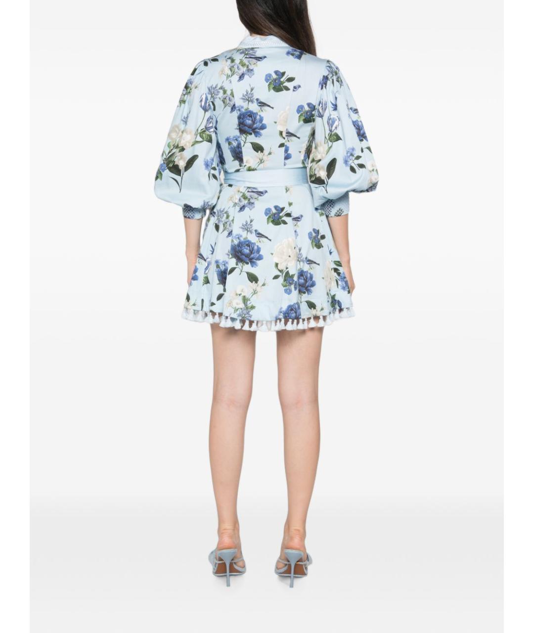ALICE+OLIVIA Голубое хлопковое повседневное платье, фото 3