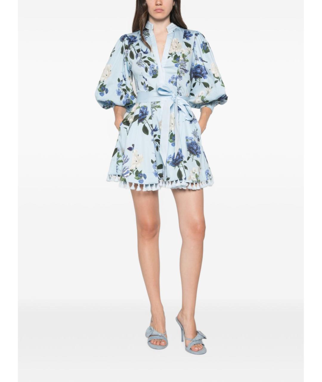 ALICE+OLIVIA Голубое хлопковое повседневное платье, фото 5