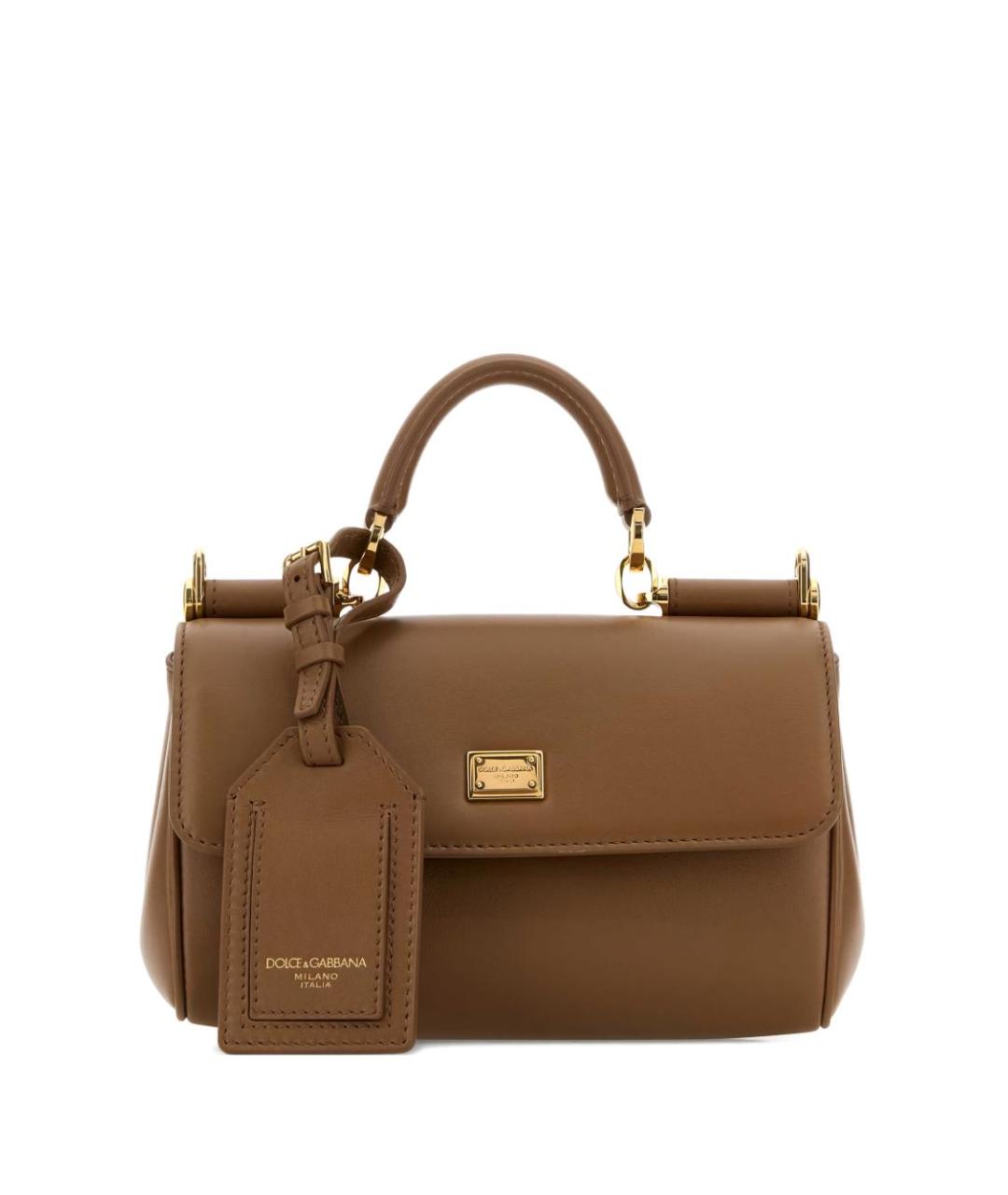 DOLCE&GABBANA Коричневая кожаная сумка с короткими ручками, фото 1