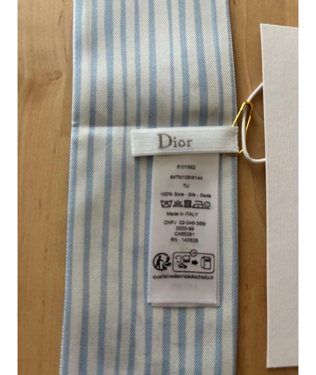 CHRISTIAN DIOR Синий шелковый шарф, фото 4