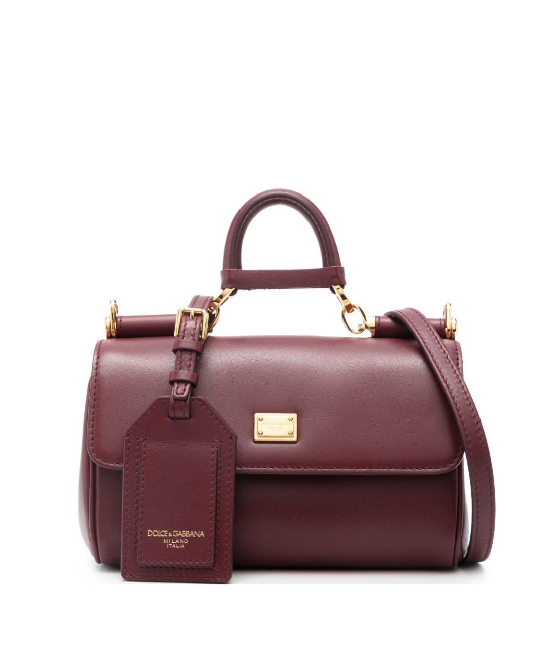 DOLCE&GABBANA Бордовая кожаная сумка с короткими ручками, фото 1