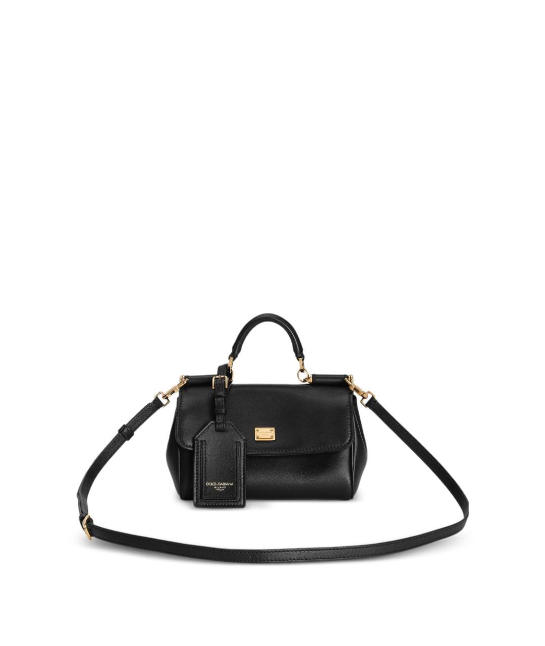 DOLCE&GABBANA Черная кожаная сумка с короткими ручками, фото 5
