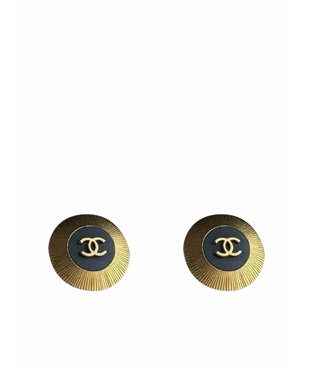 CHANEL Черные металлические серьги, фото 1