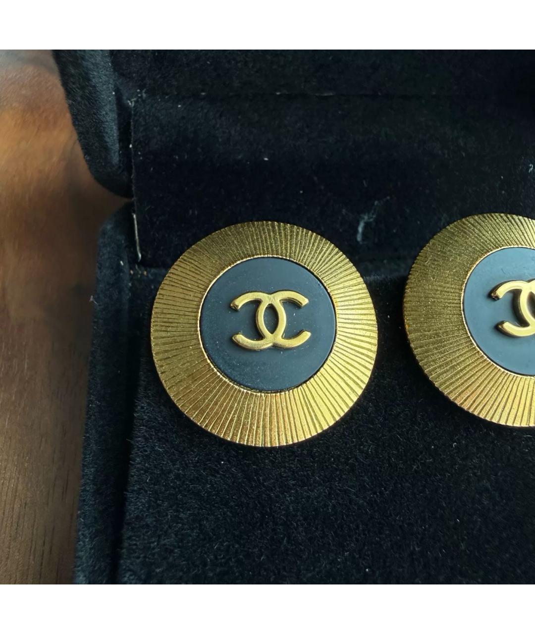 CHANEL Черные металлические серьги, фото 3