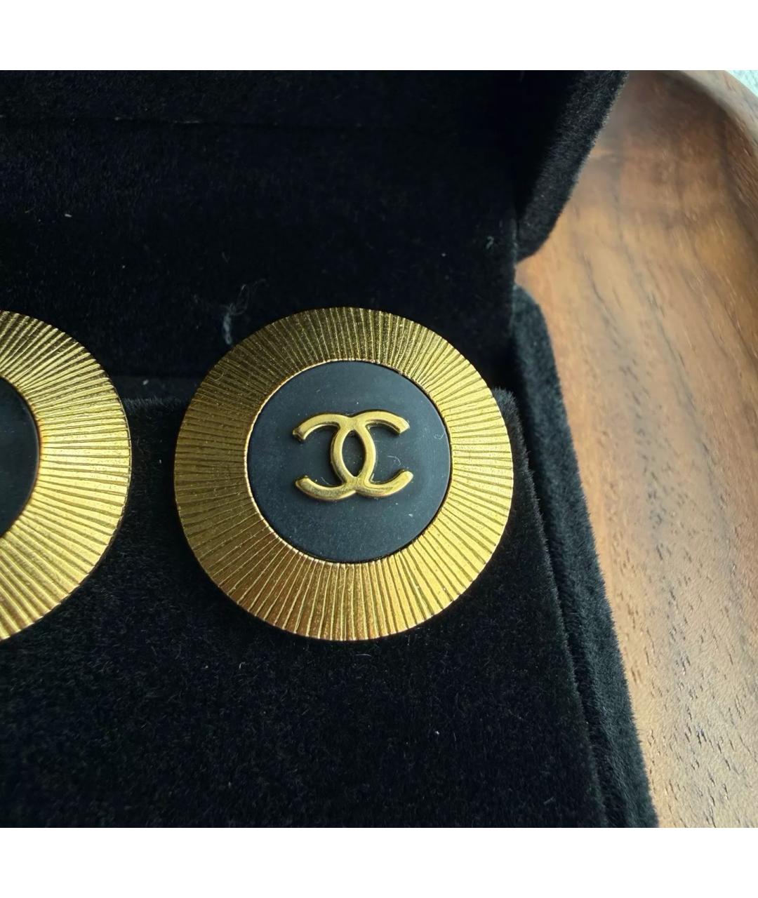 CHANEL Черные металлические серьги, фото 2
