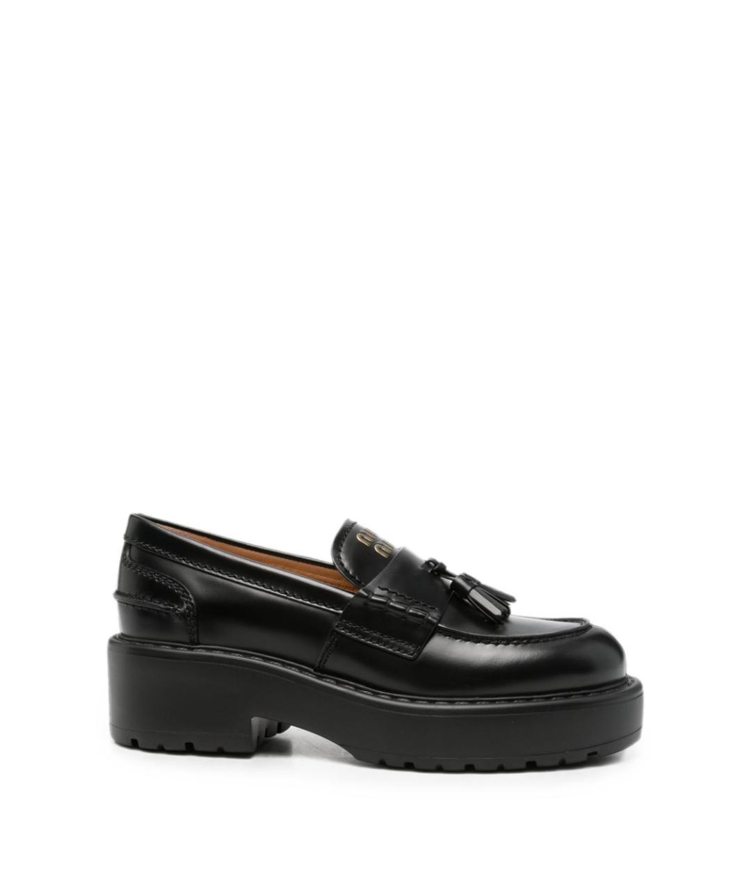 MIU MIU Черные кожаные лоферы, фото 1