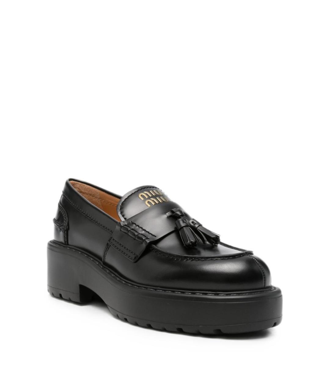 MIU MIU Черные кожаные лоферы, фото 2