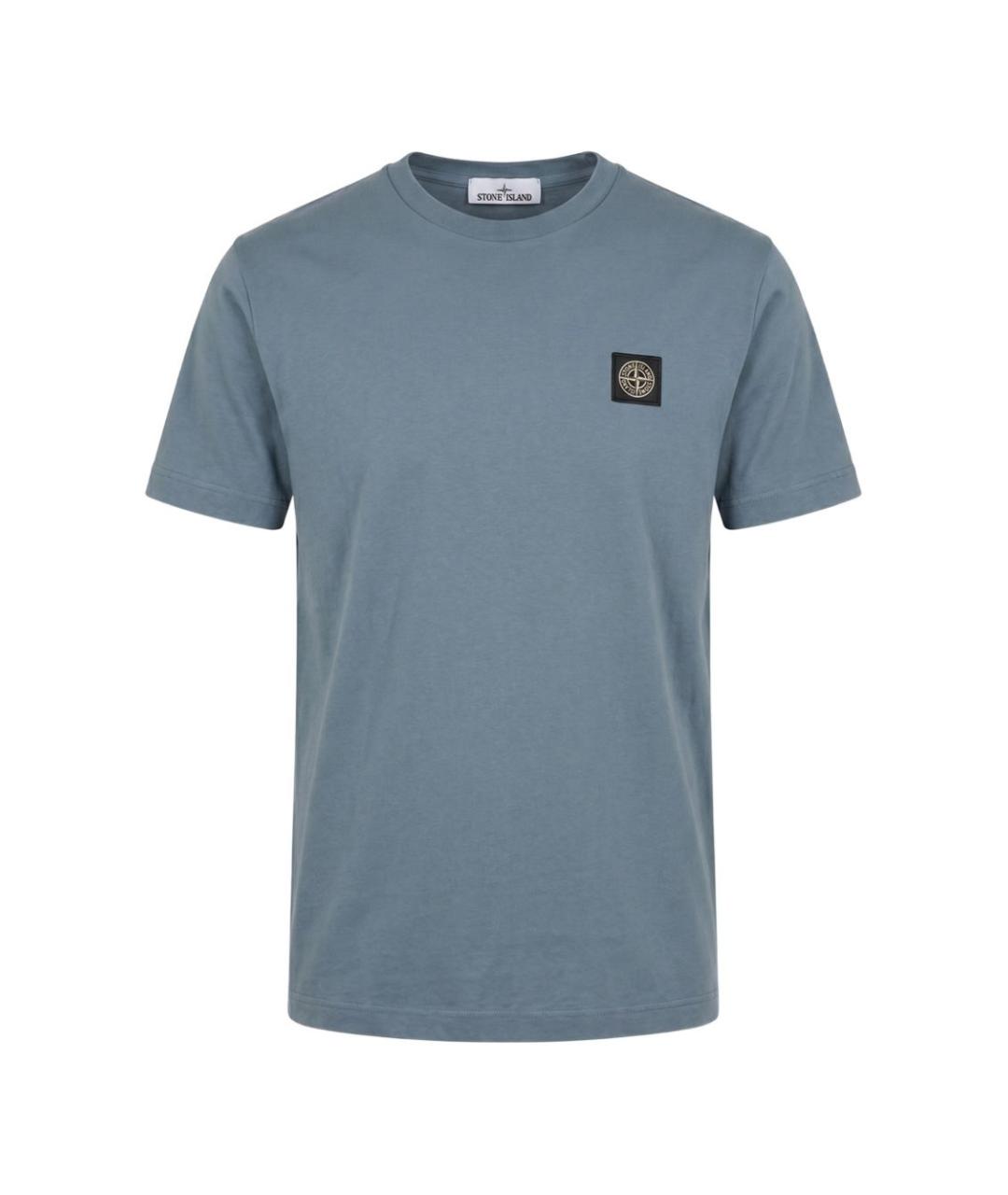 STONE ISLAND Голубая хлопковая футболка, фото 3