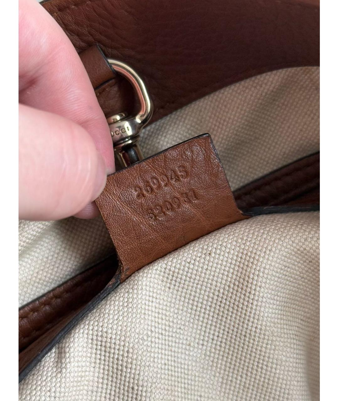 GUCCI Коричневая тканевая сумка тоут, фото 7