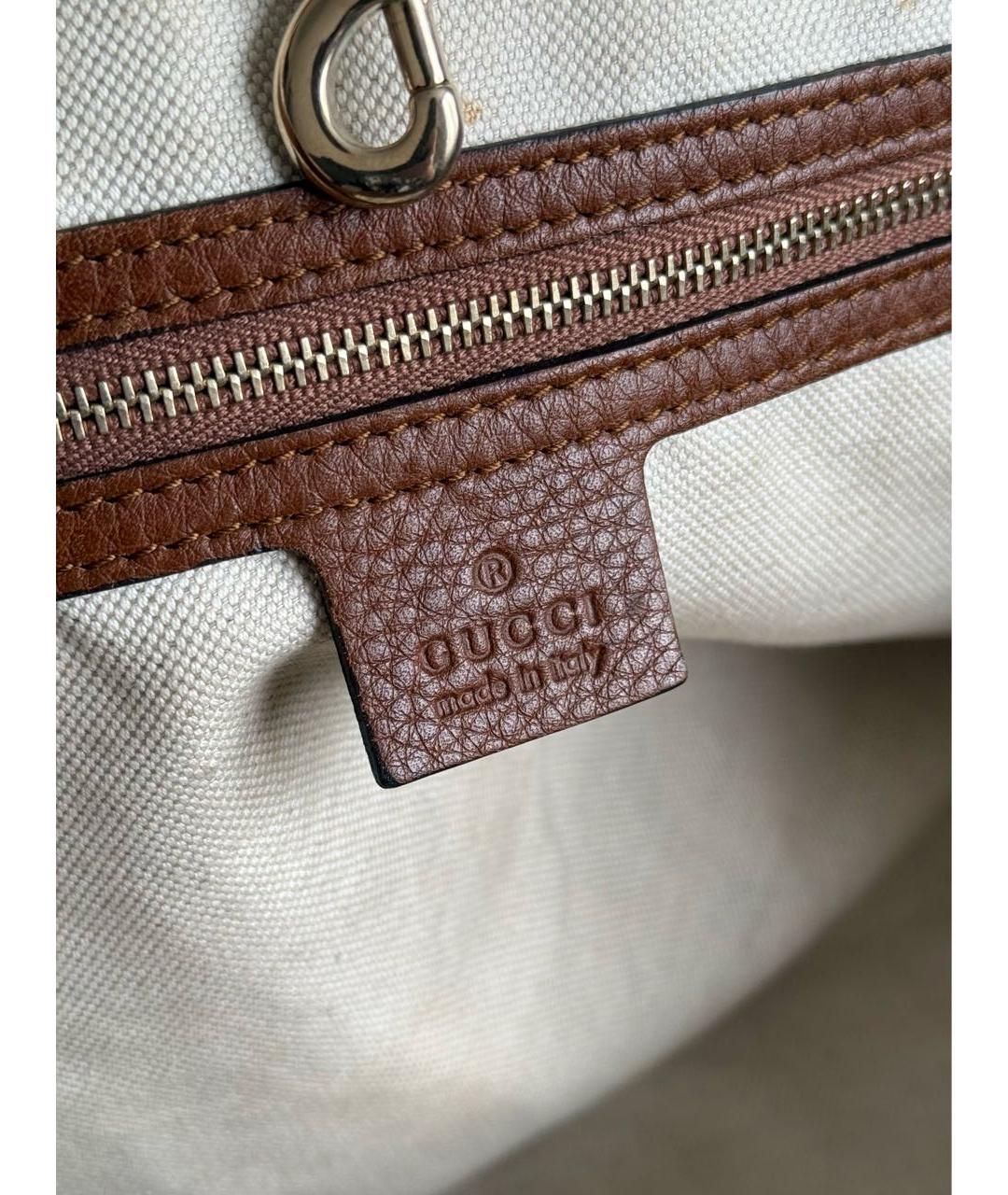 GUCCI Коричневая тканевая сумка тоут, фото 6