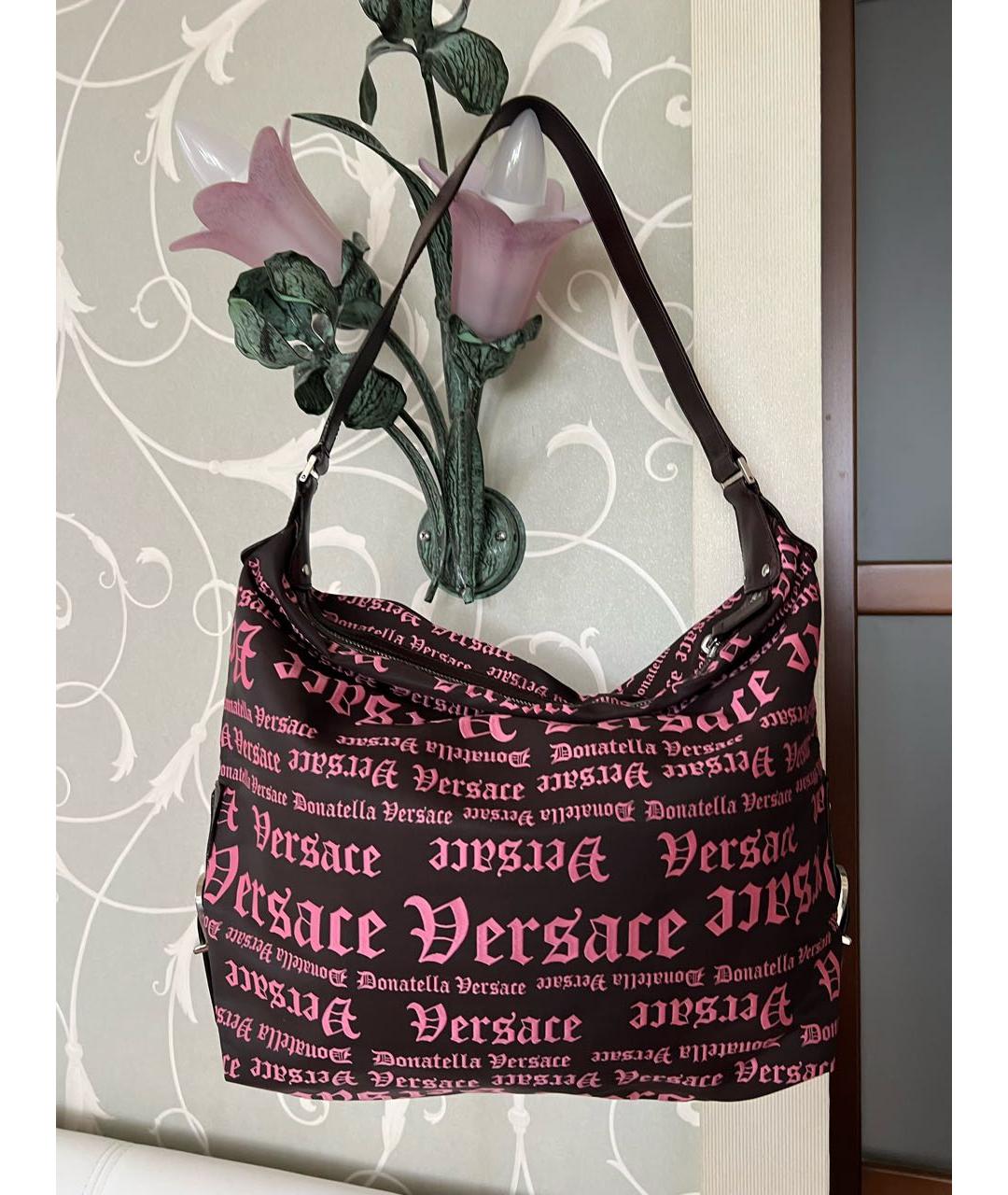 VERSACE Коричневая тканевая сумка тоут, фото 2