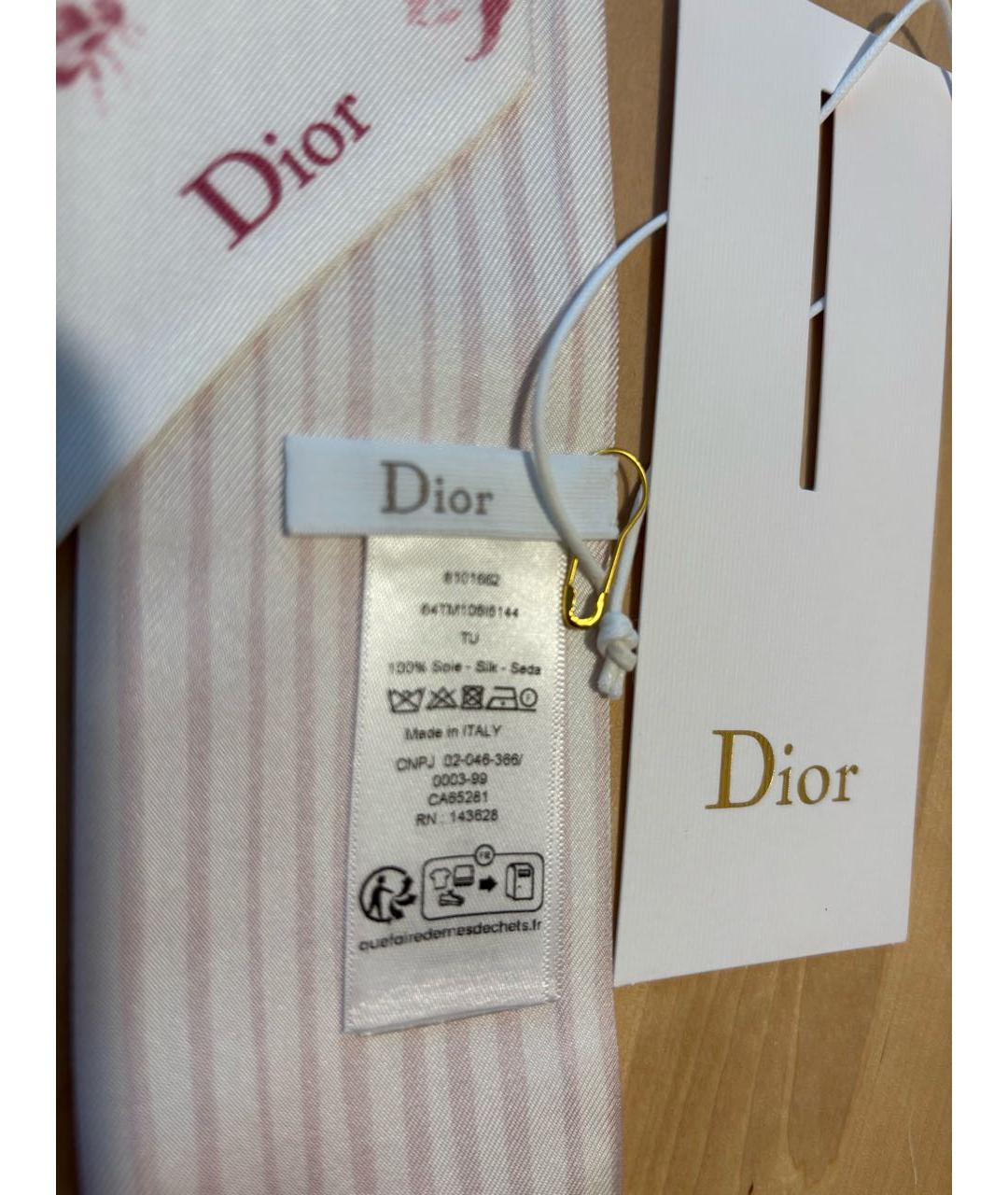 CHRISTIAN DIOR Розовый шелковый шарф, фото 3