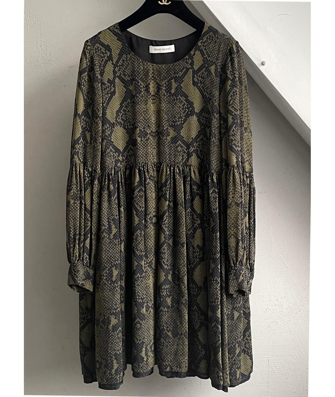 PIERRE BALMAIN Зеленое шелковое платье, фото 8