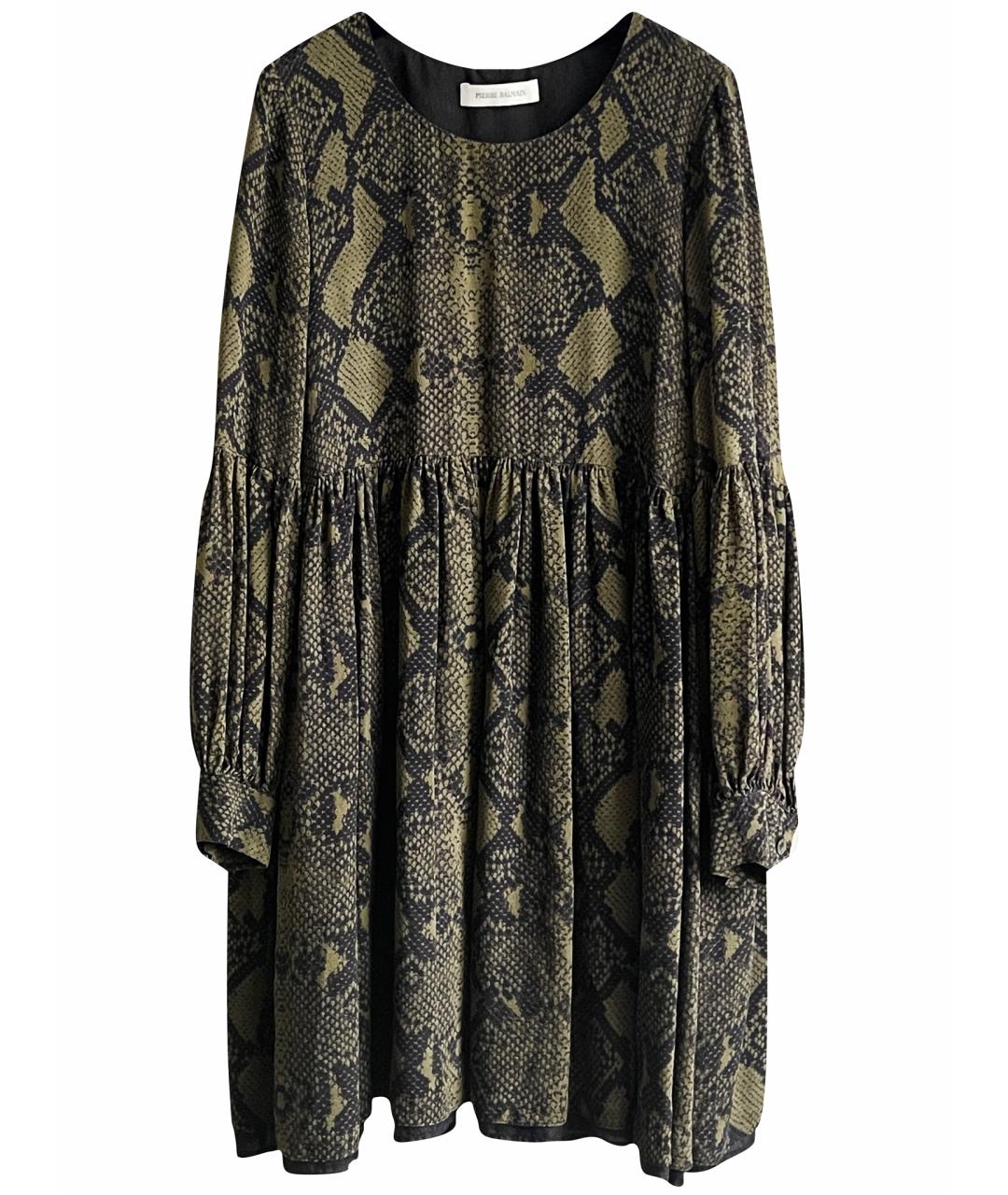 PIERRE BALMAIN Зеленое шелковое платье, фото 1