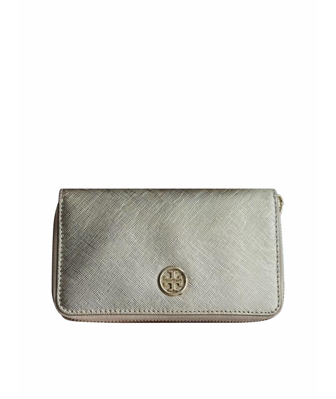 TORY BURCH Серебряный кожаный кошелек, фото 1