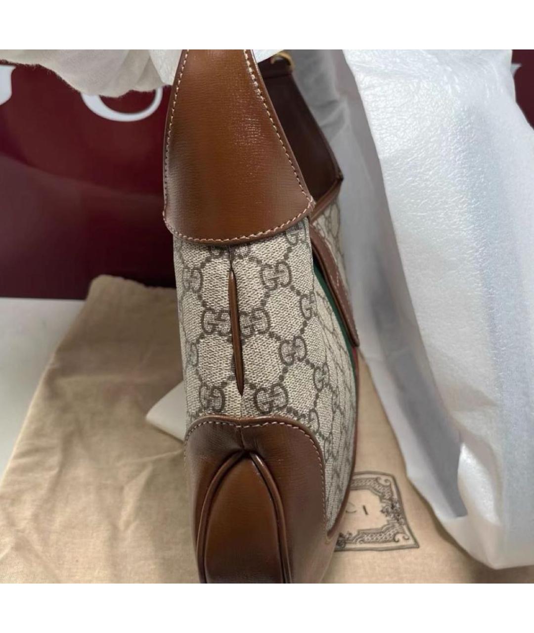 GUCCI Коричневая кожаная сумка через плечо, фото 7