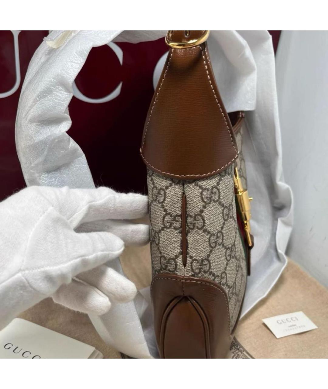 GUCCI Коричневая кожаная сумка через плечо, фото 5