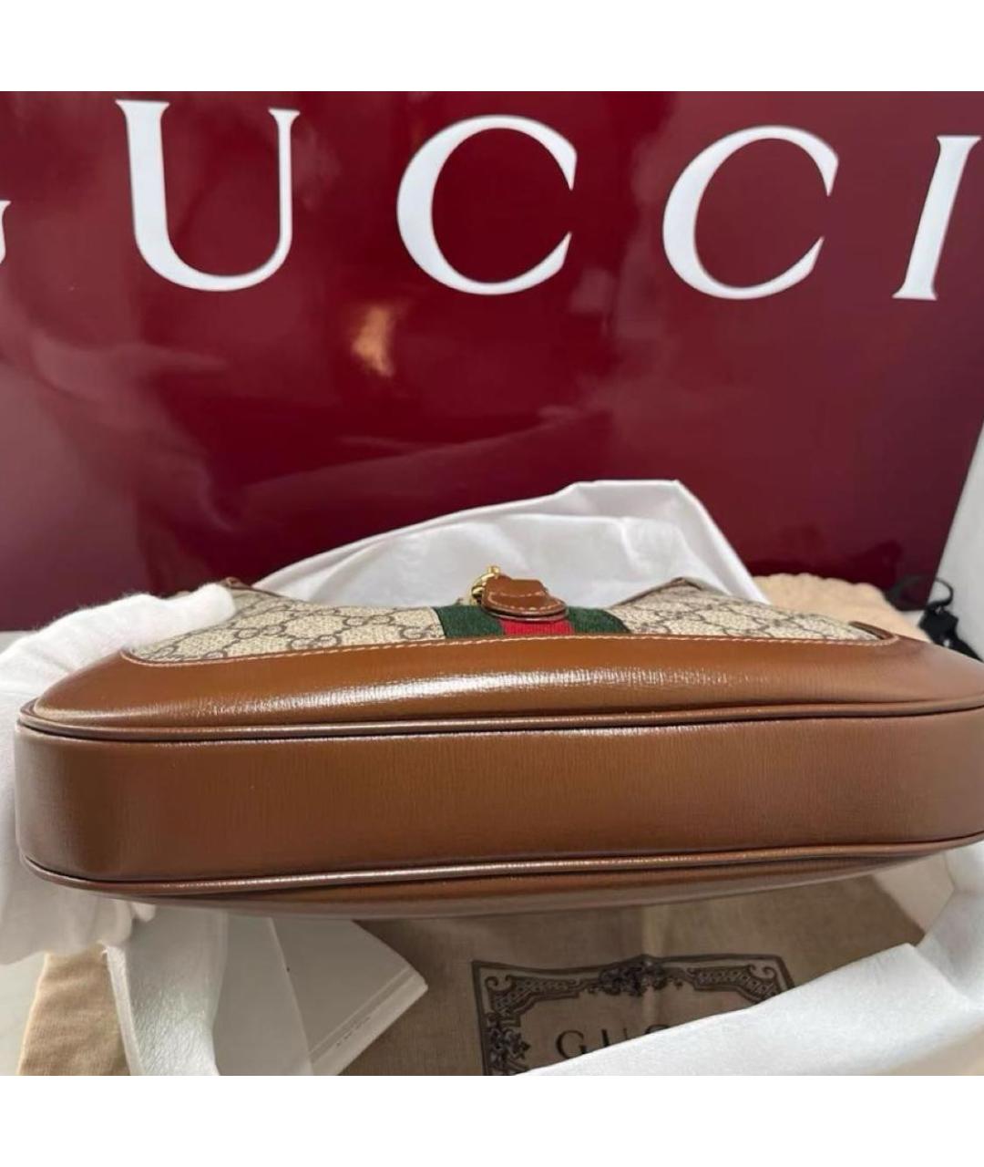 GUCCI Коричневая кожаная сумка через плечо, фото 6