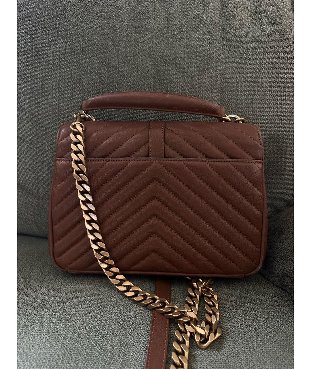 SAINT LAURENT Оранжевая кожаная сумка через плечо, фото 2