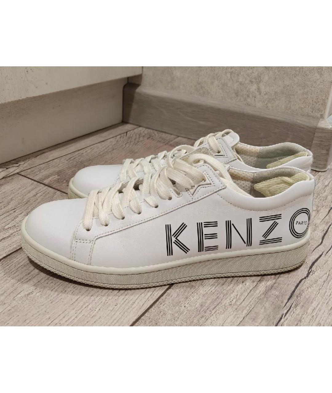 KENZO Белые кожаные низкие кроссовки / кеды, фото 7