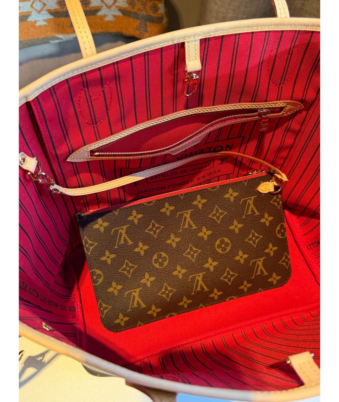 LOUIS VUITTON Коричневая канва сумка тоут, фото 4