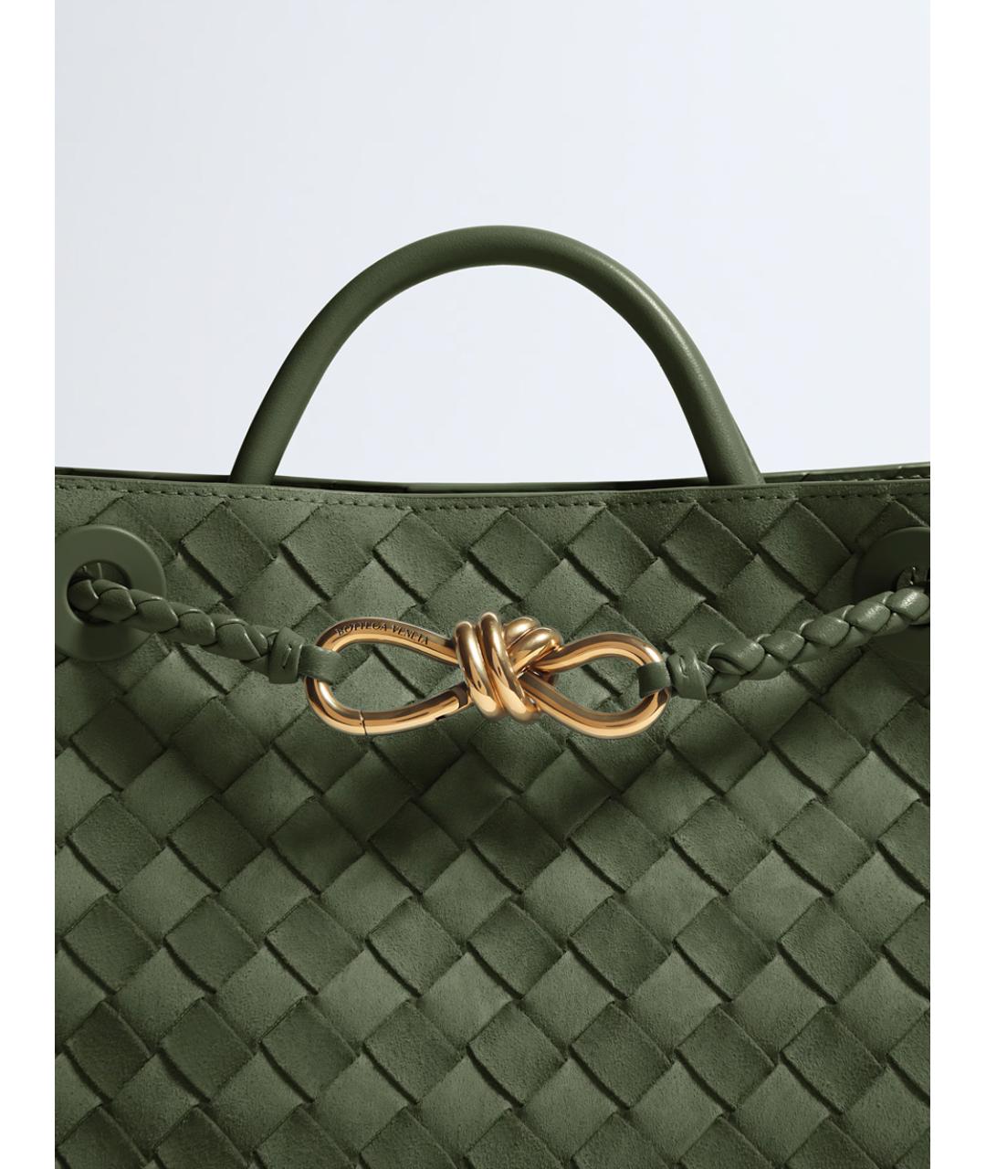 BOTTEGA VENETA Зеленая замшевая сумка тоут, фото 5