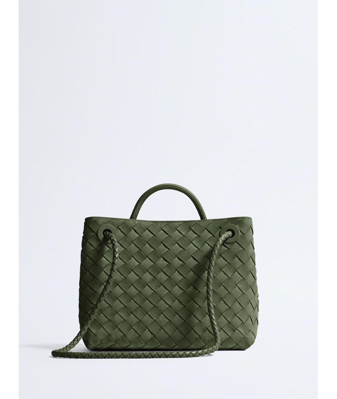 BOTTEGA VENETA Зеленая замшевая сумка тоут, фото 2