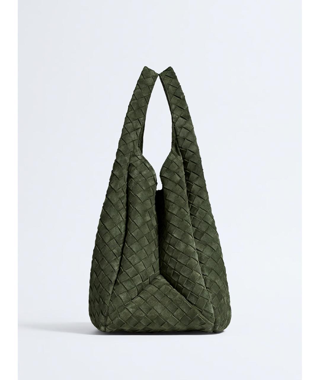 BOTTEGA VENETA Зеленая замшевая сумка через плечо, фото 2
