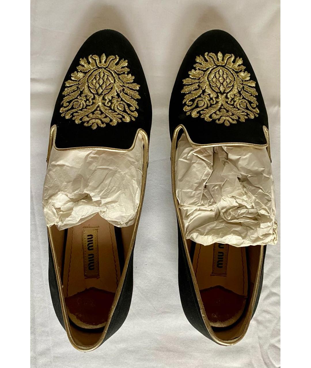 MIU MIU Черные текстильные балетки, фото 3