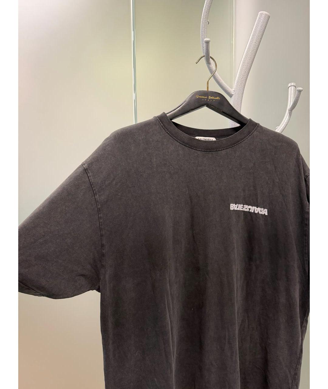 BALENCIAGA Антрацитовая футболка, фото 2