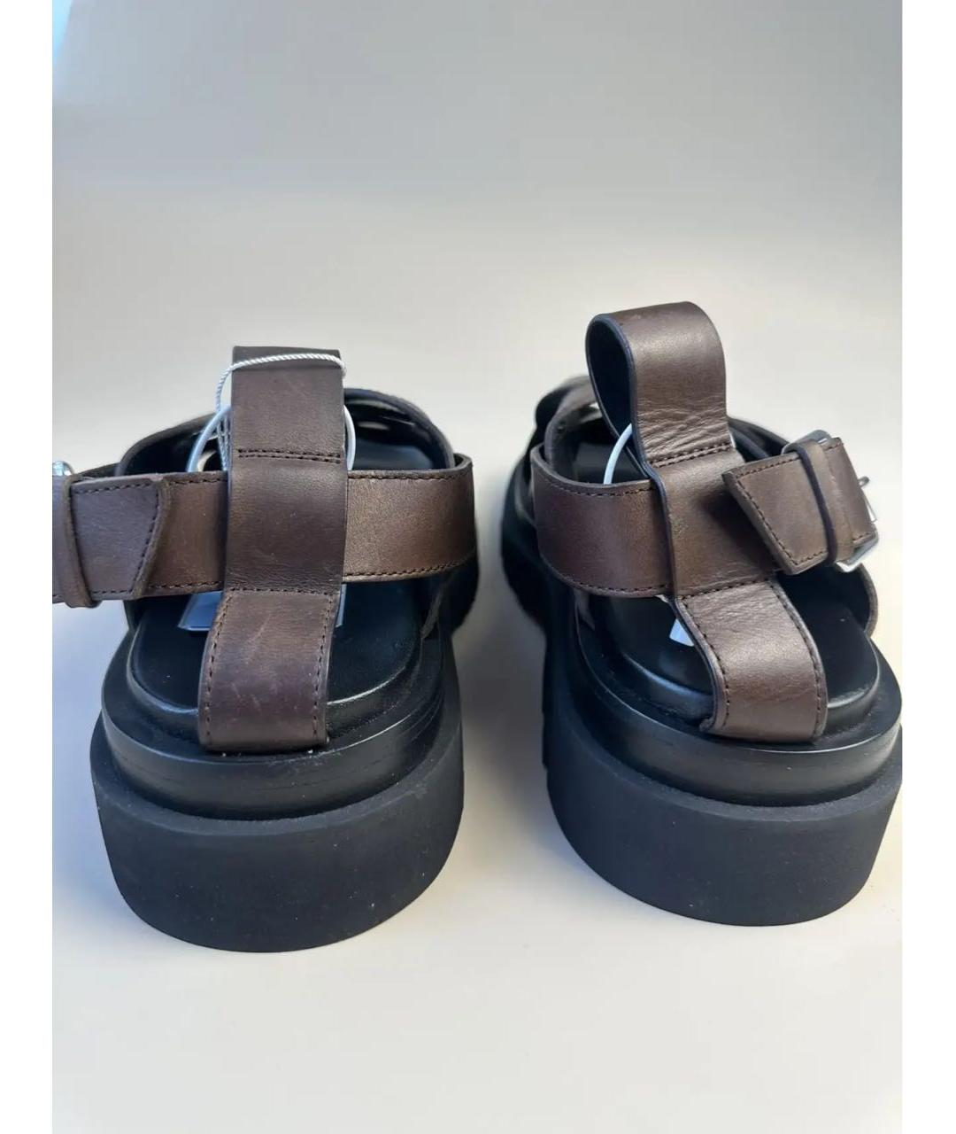 BOTTEGA VENETA Коричневые кожаные сандалии, фото 6